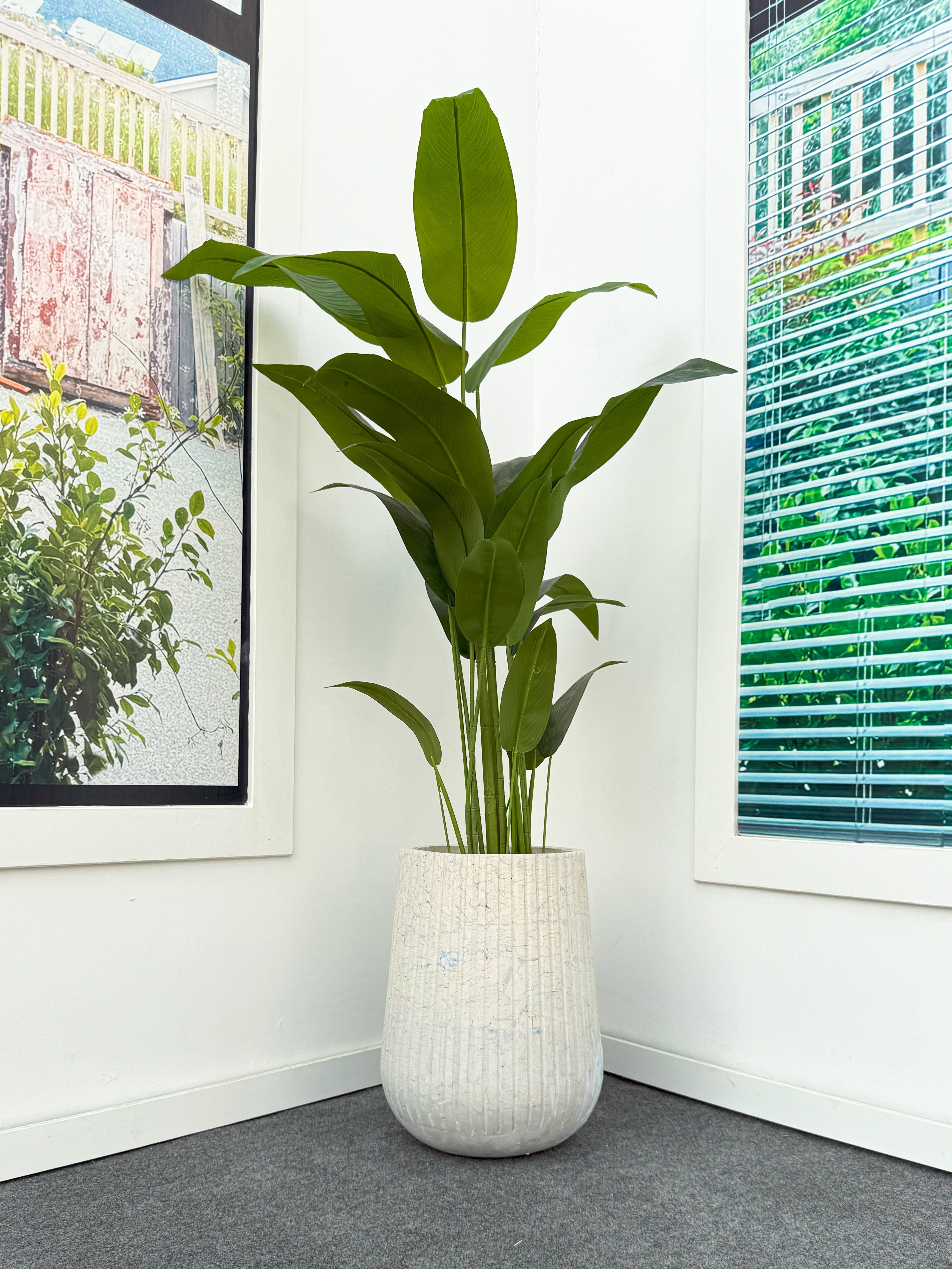 Engineered carved marble planter